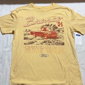 Vintage Ford Bronco '94 Graphic Tee in Yellow, "Built Wild" NWT